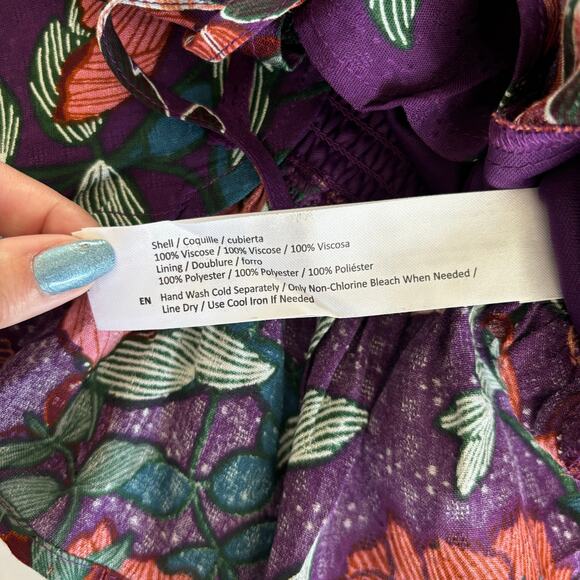 Band of the Free Floriane Purple Floral Print Crop Top Blouse Women’s Medium - Picture 7 of 9